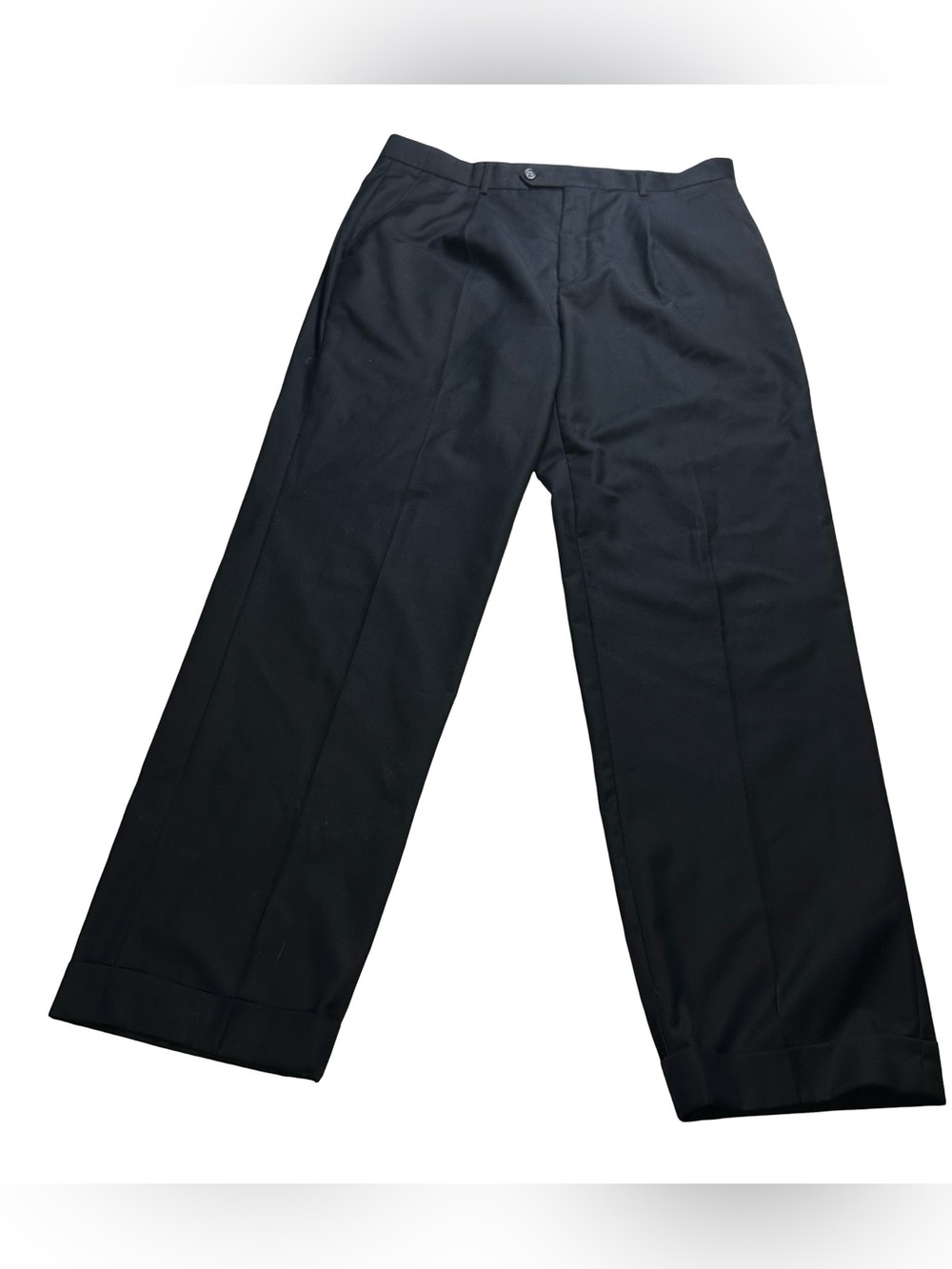 Giorgio Fiorelli Mens 38x32 Black Single Pleat Cuffed Poly Viscose Dress Pants